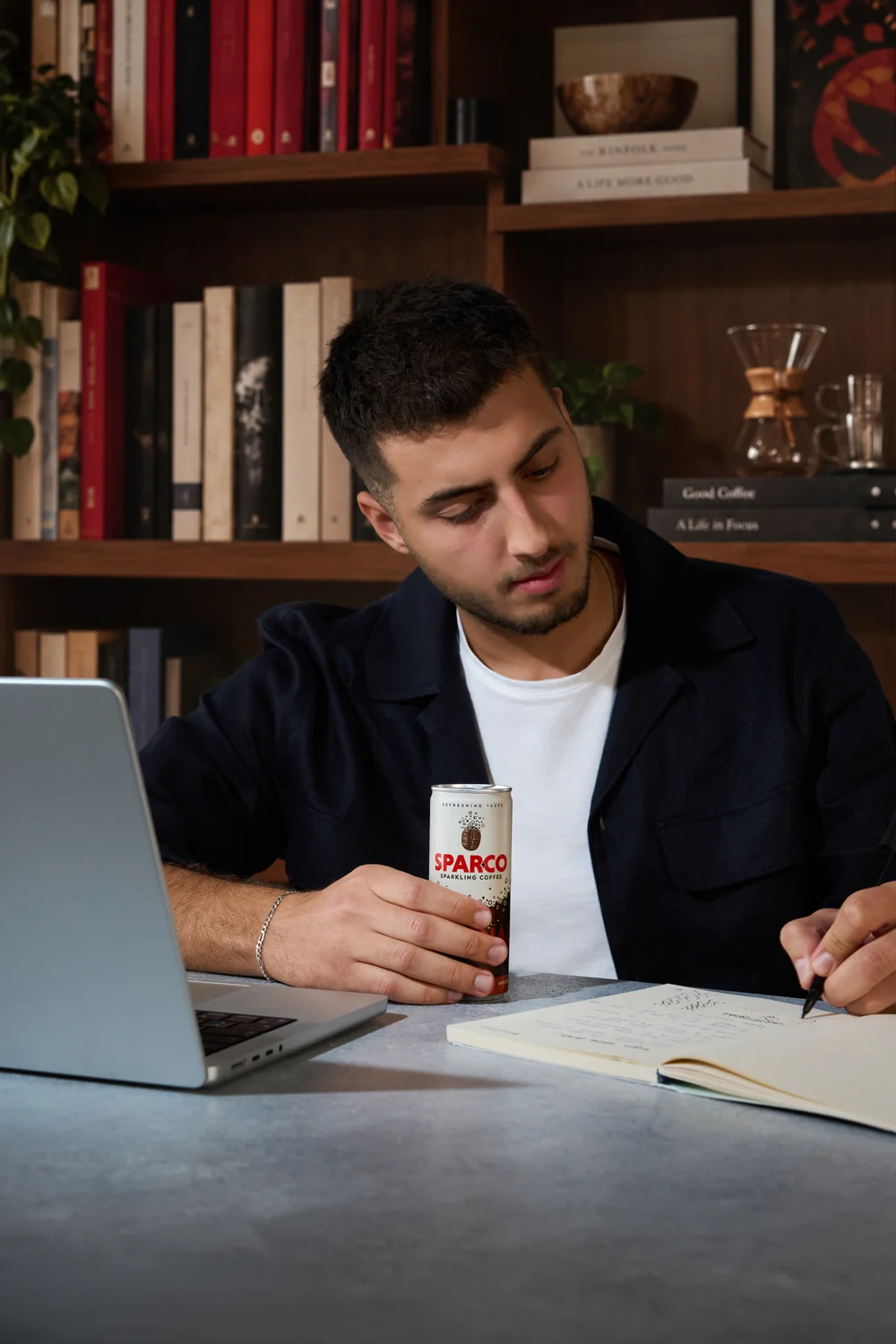 A student enjoying Sparco while studying